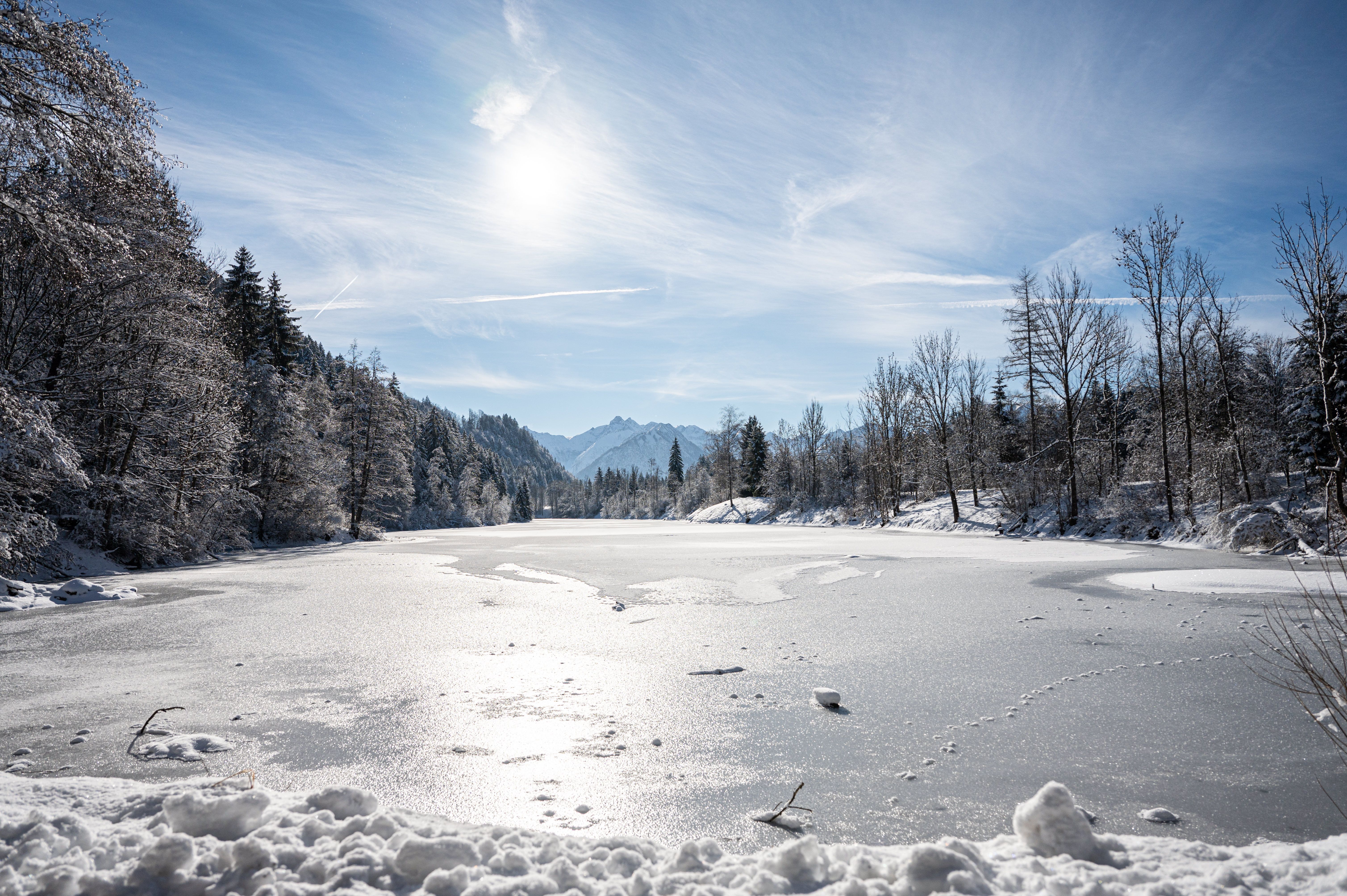 Winter am Auwaldsee bei Fischen - Hörnerdörfer im Allgäu