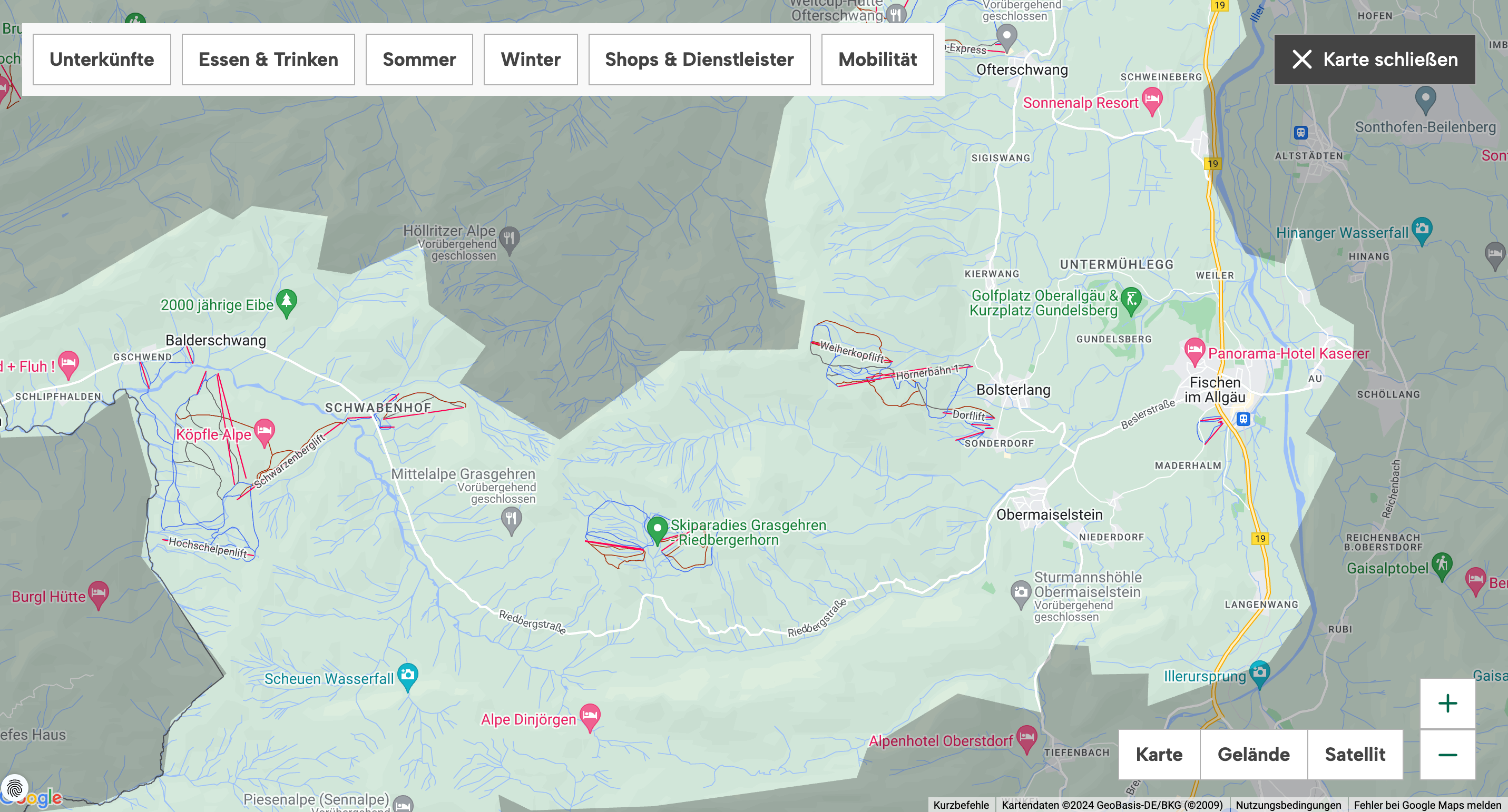 Karte der Hörnerdörfer im Allgäu